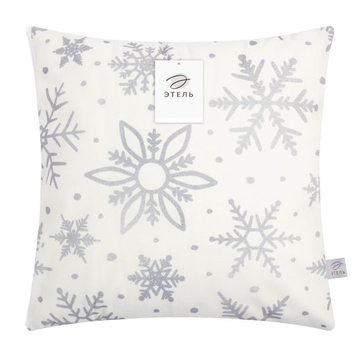Наволочка декоративная новогодняя Этель. Снежинки 40?40 см, 100% п/э