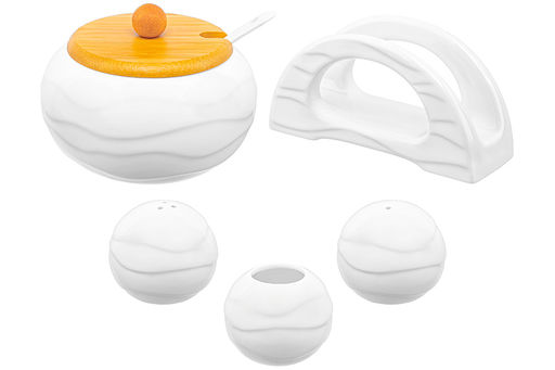 Набор 5 пр.Айсберг волны- Сахарница+Вазочка п/зубоч.+набор д/спец. 2 пр. и салфетница на бам.под. - Elan gallery фото 8