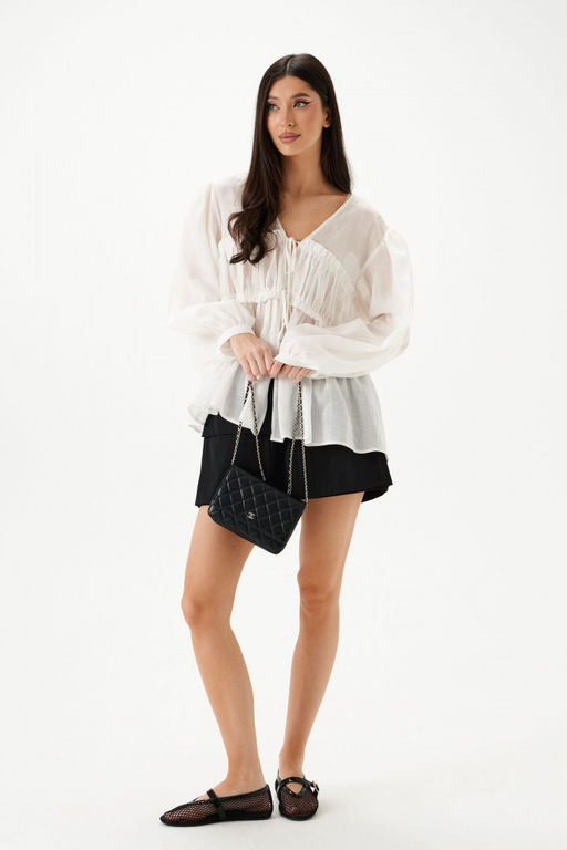 Блузка Annete А2142 свободного кроя белая из рами фото 7