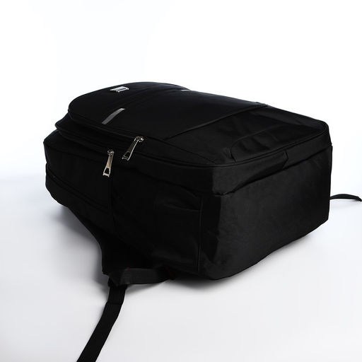 Рюкзак молодёжный из текстиля, 2 отдела на молнии, 4 кармана, цвет чёрный - Simaland фото 3