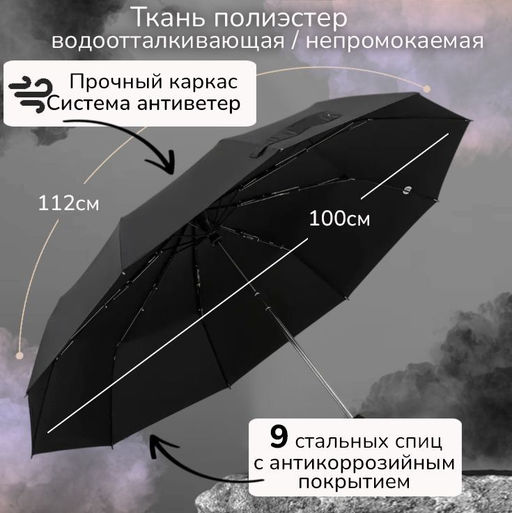 Зонт Universal полный автомат чёрный ,прямая пучка эко кожа - 1000 деталей фото 4