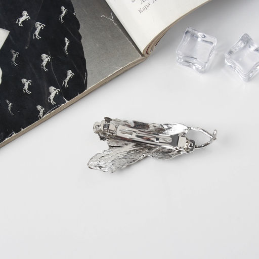 Заколка - автомат для волос «Либерти», перья, 7 см, серебро