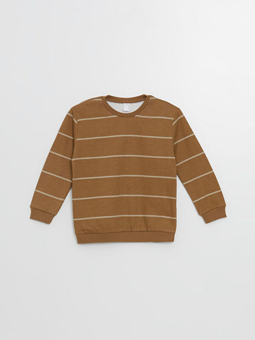 Bisiklet Yaka Uzun Kollu ?izgili Erkek Bebek Sweatshirt