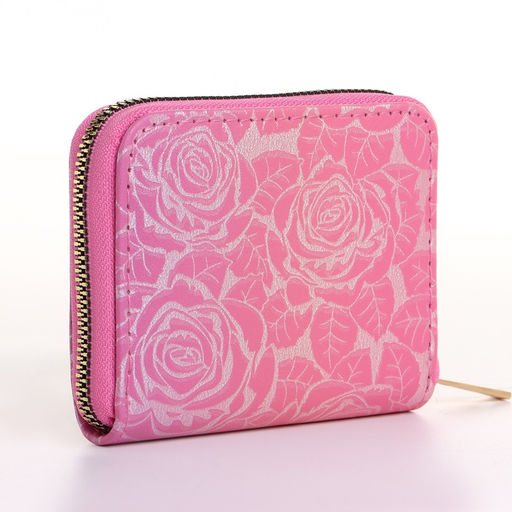 Кошелёк женский на молнии 11?2.5?9 см, с цветочным принтом, розовый