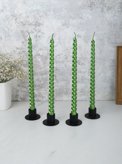 Свеча стержень 4 штуки 25 см витая глянец / LY-153 /уп 144/ зеленая - ГалеонТрейд фото 6