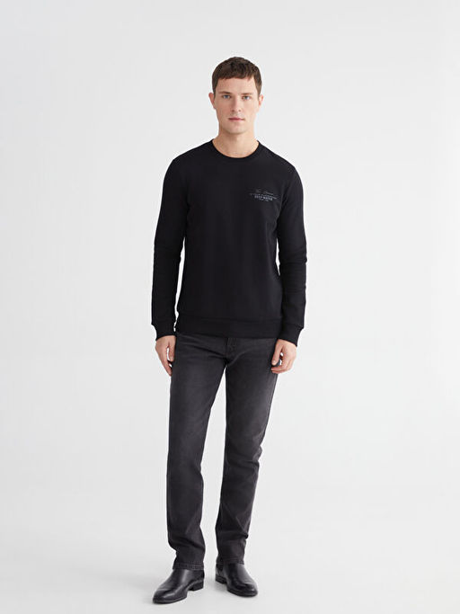 Bisiklet Yaka Erkek Kal?n Sweatshirt