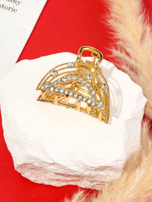 Цена за 6 шт. Краб для волос "Джули" дуга, 4 см, золото