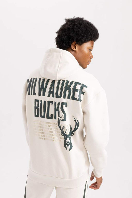 DeFactoFit Толстовка оверсайз с капюшоном и капюшоном NBA Milwaukee Bucks  фото 4