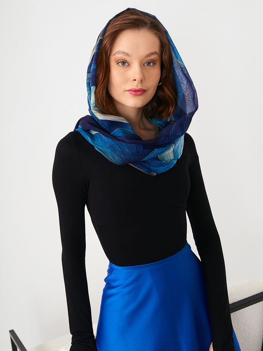 Большой, мягкий, тонкий и очень нежный двусторонний палантин с рисунком в стиле арт-дек - Tantino фото 11