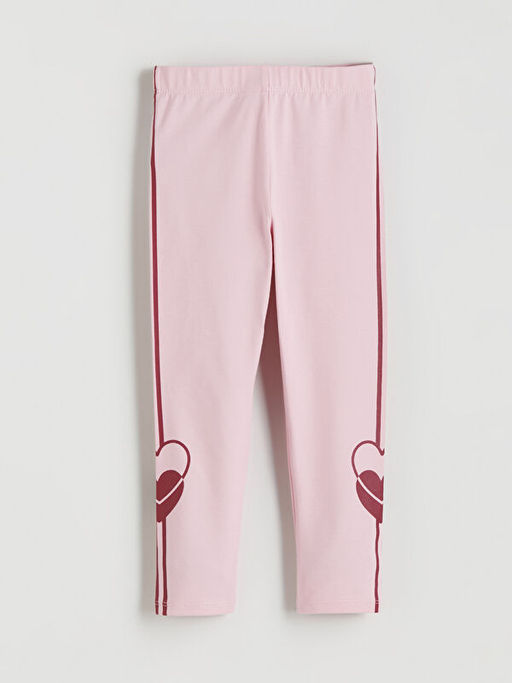 Beli Lastikli Kalp Bask?l? K?z ?ocuk Tayt