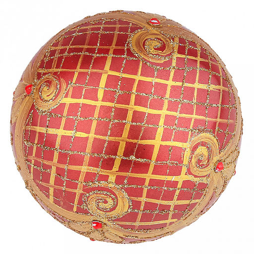 Елочная игрушка шар стеклянная д8см, красный металлик, ручная художественная роспись, подарочная упаковка (Россия) - Домашняя мода фото 5