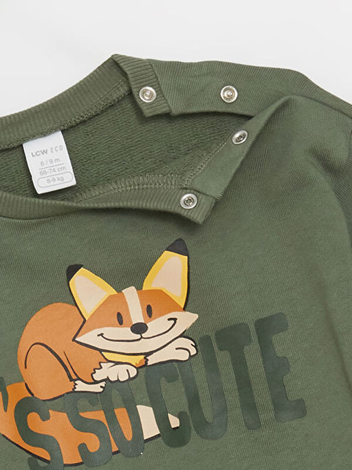 Bisiklet Yaka Uzun Kollu Bask?l? Erkek Bebek Sweatshirt ve E?ofman Alt 2li Tak?m - Waikiki фото 3