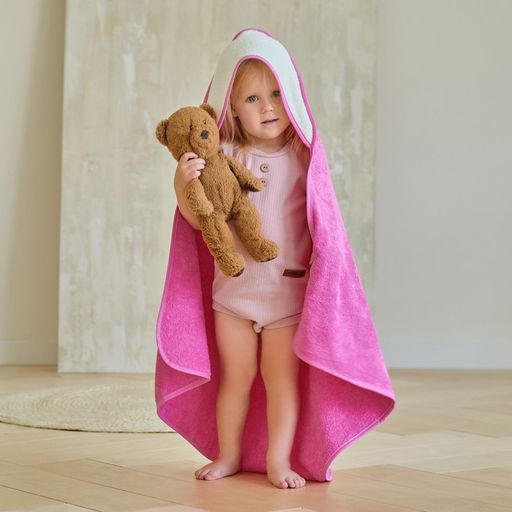 Полотенце уголок махровое Крошка Я, 75х75 см, цвет молочный/розовый, 100% хлопок, 360 г/м2  фото 12