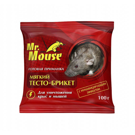 Приманка "Mr.Mouse" против крыс и мышей тесто-брикеты 100г