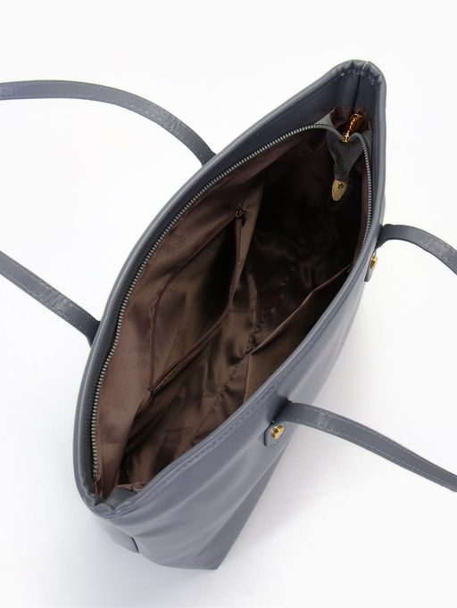 Сумка-шопер женская на молнии, размер 30.5×12×27 см, однотонная, серая