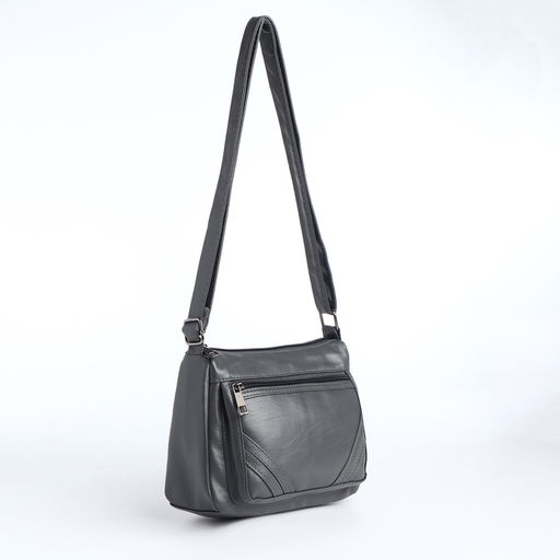 Сумка женская кросс-боди на молнии, 20×8.5×15 см, серая