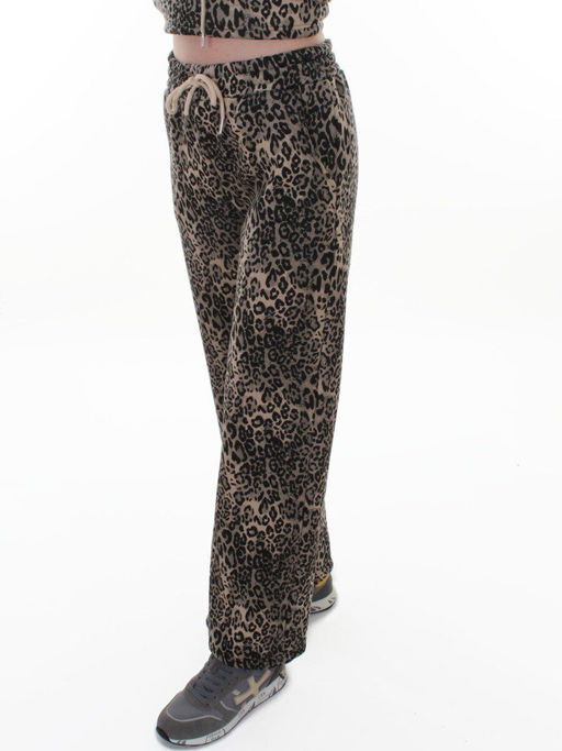 870-8 DK. BEIGE/LEOPARD Костюм спортивный зимний женский (95% хлопок, 5% полиэстер)