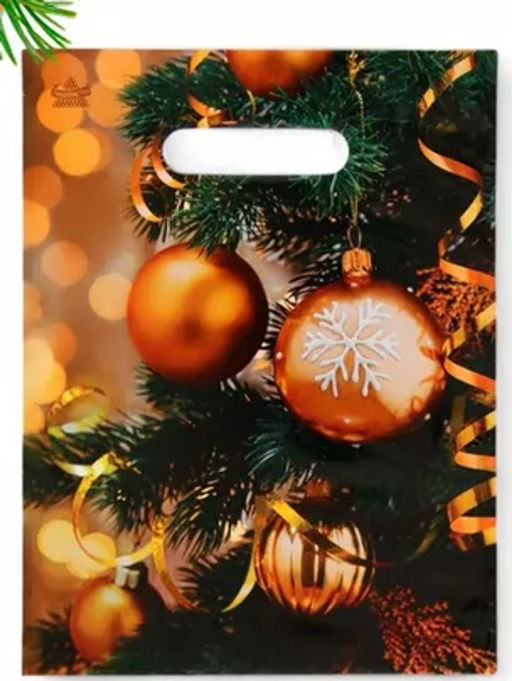 Е1713 Пакет "НГ" Тико с вырубной ручкой 23х30 (30) "Серпантин и шарики"