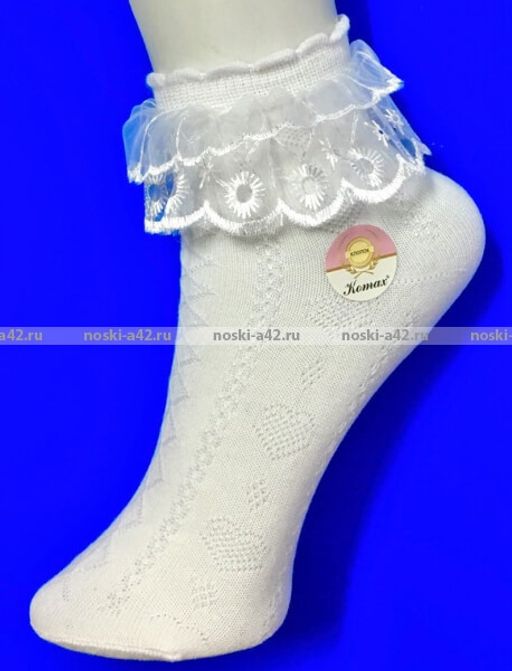 Цена за 12 пар. БФЛ носки детские белые с рюшками 26-28 (длина стопы носка 12-13см) - Bfl фото 3