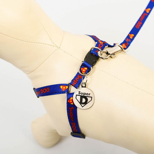 Комплект Super DOG, шлейка 26-39 см, поводок 120х1 см, медальон - Пушистое счастье фото 6