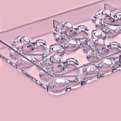 Форма конфет и шоколада Влюблённые мишки, 28?14 см, 8 ячеек, прозрачная