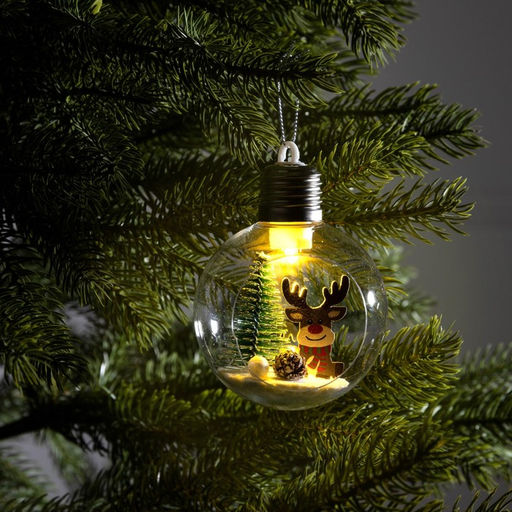 Ёлочный шар Оленёнок, d=8 см, 1 LED, от батареек, свечение тёплое белое - Luazon lighting фото 2