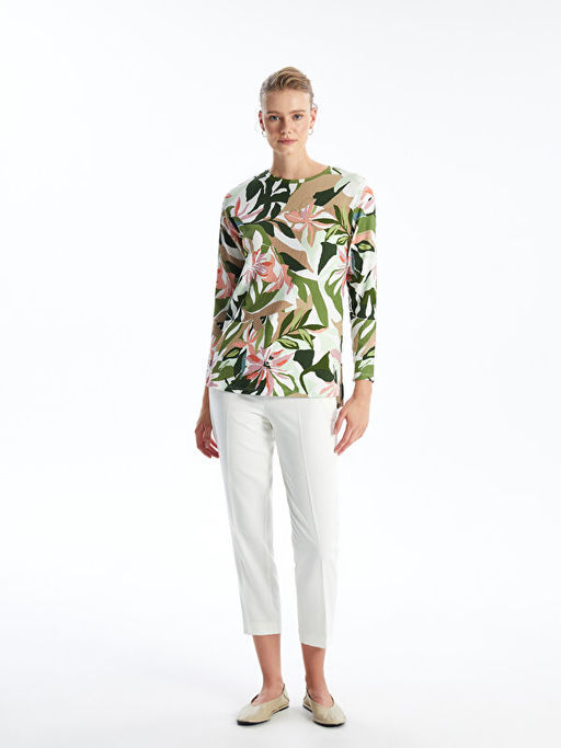 Bisiklet Yaka Desenli Kad?n Sweatshirt Tunik