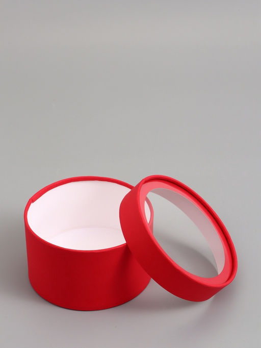 Подарочная коробка красная, завальцованная с окном, 16 х 11 см