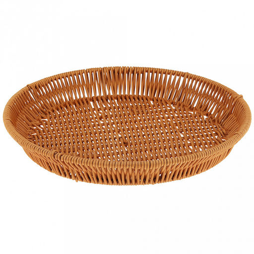 Корзина-сухарница плетеная Кондитер д27,5см h4см, полипропилен, медовый, металлический каркас, форма круглая (Китай)