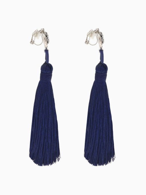 Клипсы для ушей QF Кисти, цвет синий, L кисти 7 см