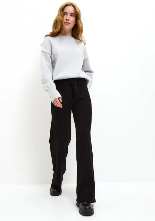 K13198 Брюки палаццо (вязаный трикотаж) ЧЕРНЫЙ