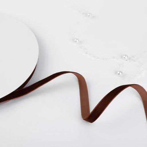 Лента бархатная, 10 мм, 18±1 м, коричневая №119