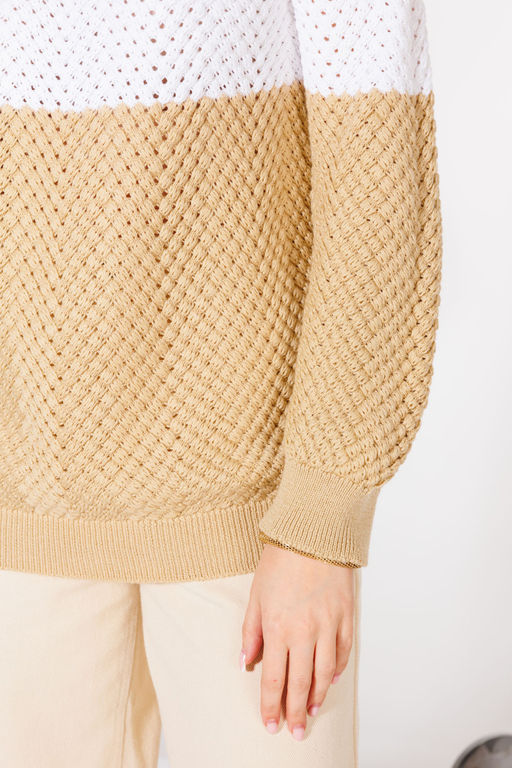 Джемпер KOKOdea 21-027 бело-бежевый  фото 4