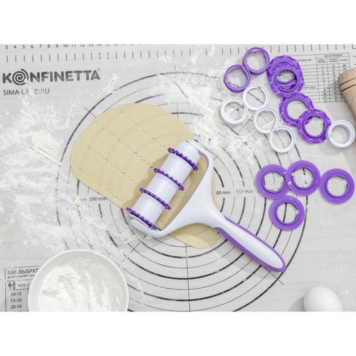 Валик для нарезки теста Доляна Лепота, 12,5?3?19 см, 4 насадки, цвет белый  фото 15