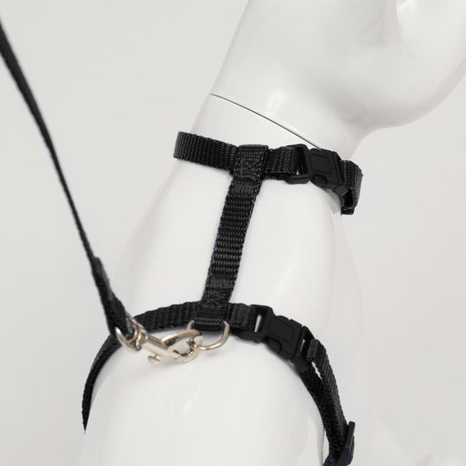 Комплект для кошек, ширина 1 см, ОШ 16,5-27 см, ОГ 21-35 см, поводок 120 см, чёрный - Пижон фото 5