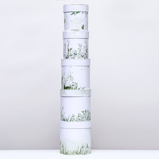 Набор круглых коробок 5 в 1 «Простая нежность», 19.5 × 19.5 - 14×14 см