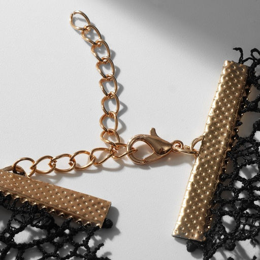 Чокер Александрия ажурное переплетение, цвет чёрно-белый в золоте, 30см - Queen fair фото 2