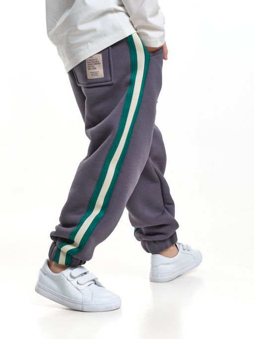Брюки с лампасом для мальчика штаны спортивные 22-7681 светлый графит - Mini maxi фото 2