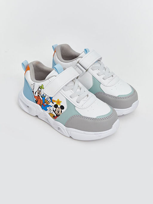 Mickey Mouse Bask?l? Taban? I??kl? Erkek Bebek Spor Ayakkab?