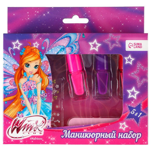 Маникюрный набор, 3 лака, пилочка, блестки, наклейки Блум, WINX  фото 9