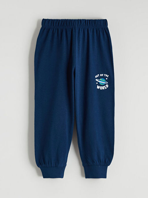 Bask?l? Erkek ?ocuk Jogger Pijama Alt? 2li