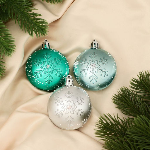 Ёлочная игрушка Снежинка медальон (набор 3 шт.) мороз, 5.5 см, МИКС