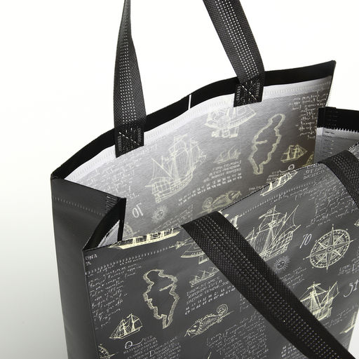 Цена за 2 шт. Сумка хозяйственная «Корабли», без застёжки, чёрная