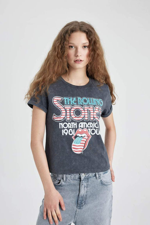 Футболка стандартного кроя с круглым вырезом и короткими рукавами Rolling Stones - Defacto фото 4