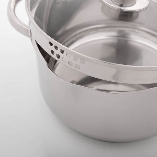 Кастрюля Magistro Klimena, 4.6 л, AISI - 201, крышка-дуршлаг, носик для слива, капсульное дно, индукция, нержавеющая сталь  фото 4