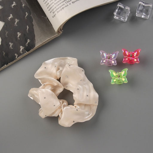 Цена за 2 шт. Набор для волос «Джеси блеск», резинка 7 см, 3 крабика 2 см, нежность