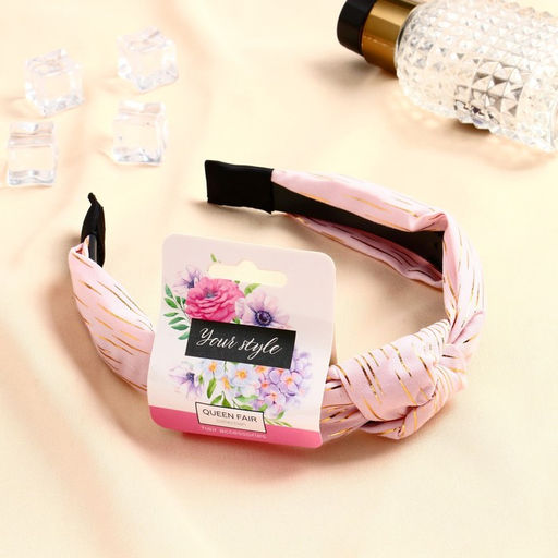 Цена за 2 шт. Ободок для волос «Амата», золотая нить, 3 см, розовый