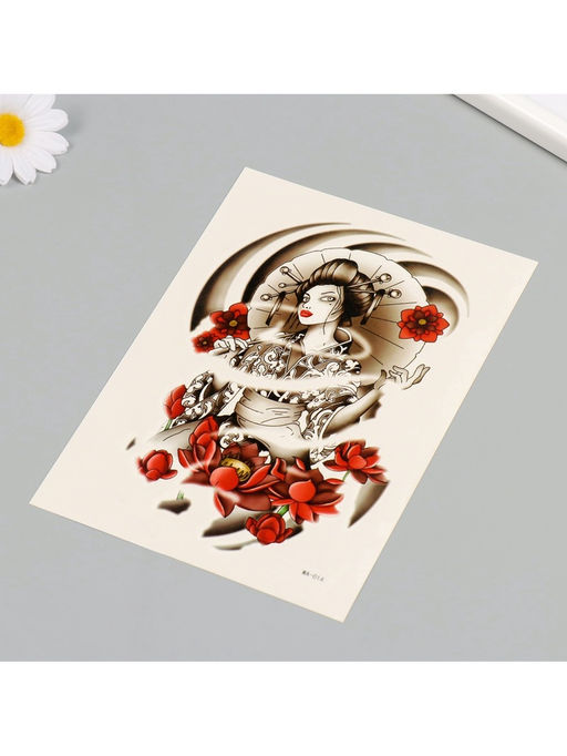 Цена за 2 шт. Переводная тату на тело цветная Женщина Сакура, 26.1?14.6 см