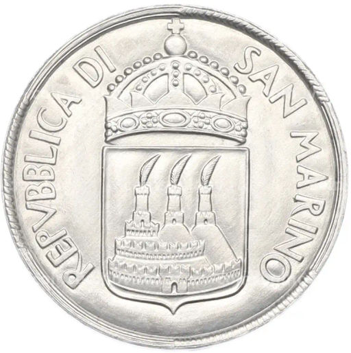 Монета 10 лир 1973 года Сан-Марино