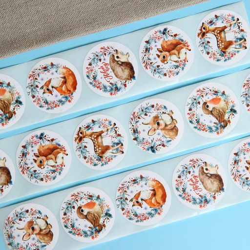 Наклейки в рулоне Зверята, 500 шт, 3,8 х 3,8 см - Simaland фото 3